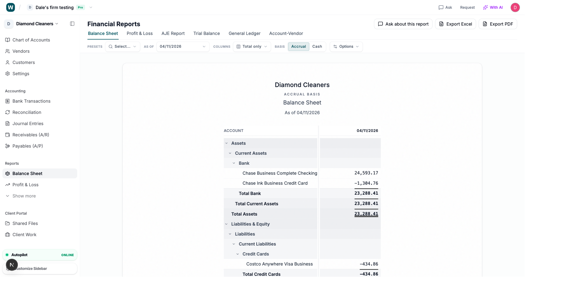 Balance Sheet review in Wesley