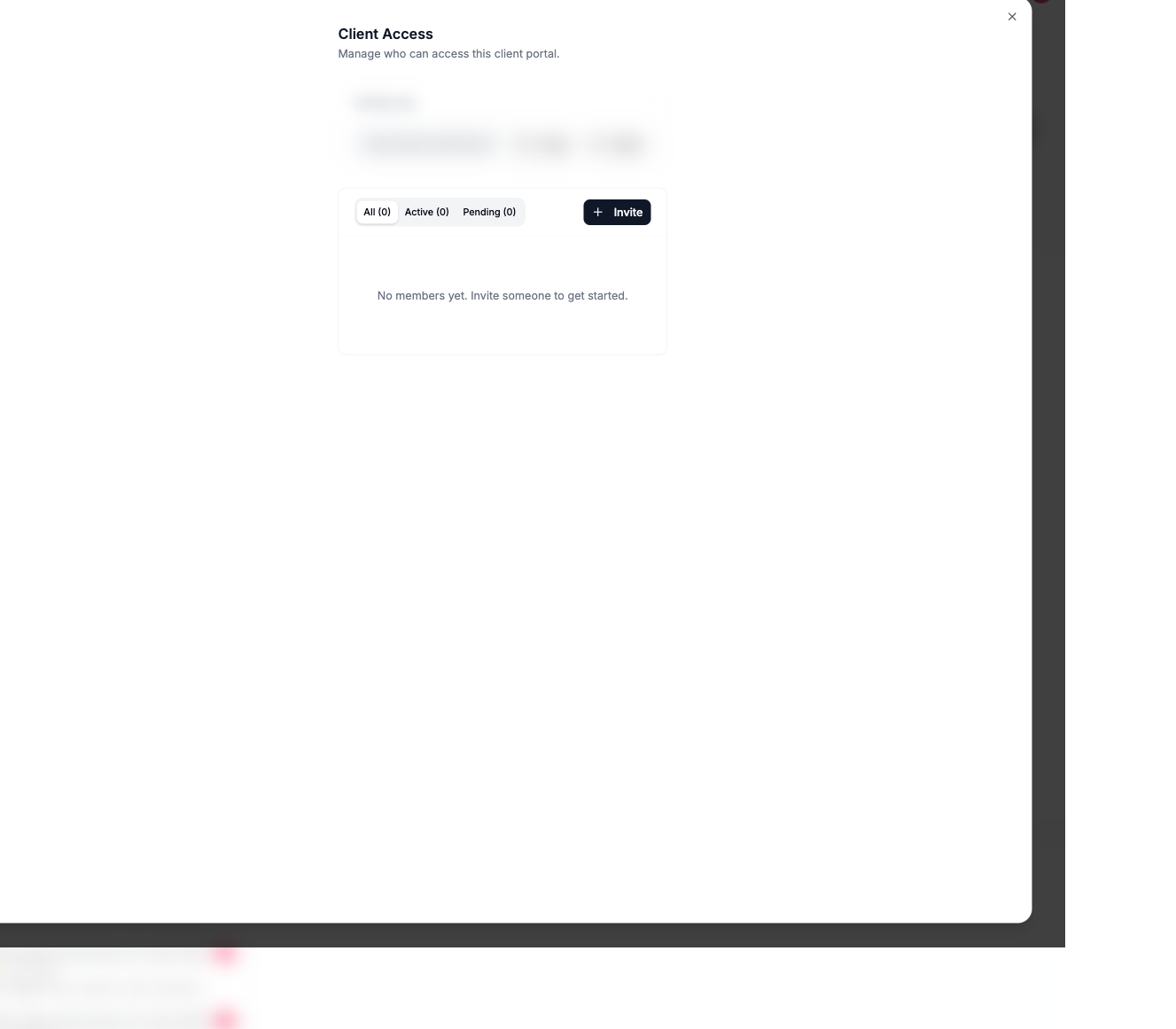 Separate client portal access controls for a client workspace