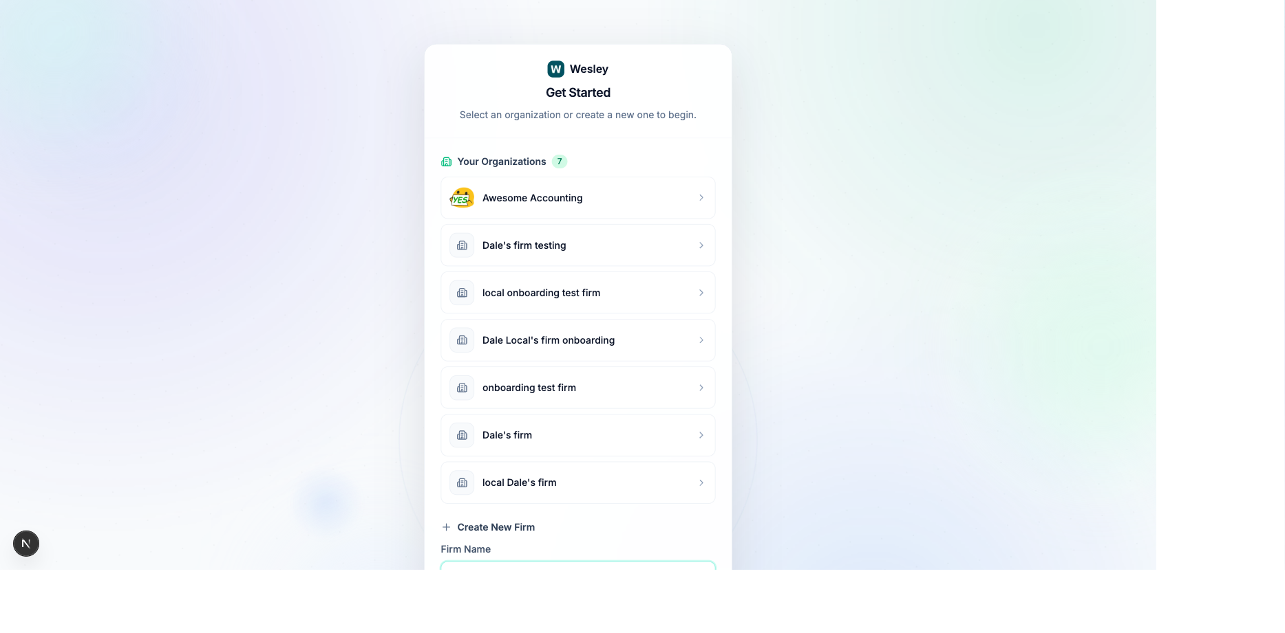 Wesley orgs page for catch-up bookkeeping workflow
